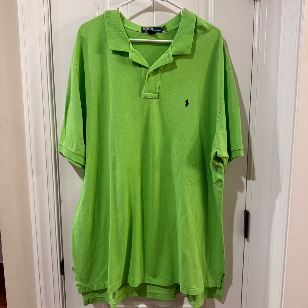 Polo Ralph Lauren Mens XXL Lime Green Short Sleeve Cotton Pique Polo Shirt